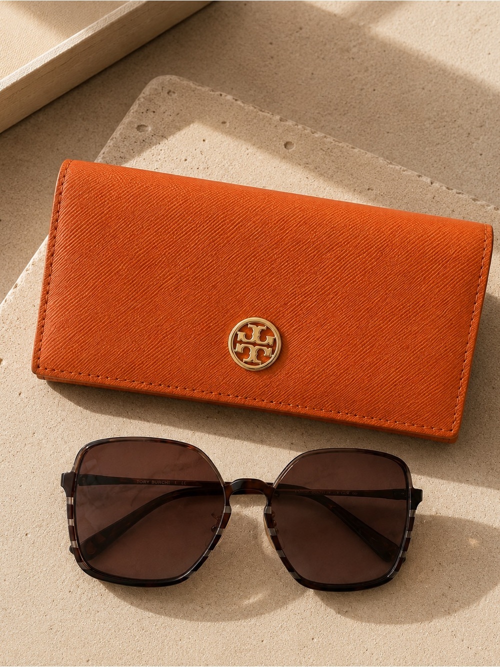 Tory Burch Oversized Tortoiseshell Sunglasses with Case